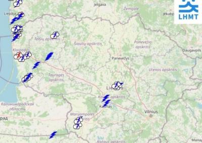 Per 24 valandas užfiksuoti žaibų išlydžiai. Meteo.lt nuotrauka.