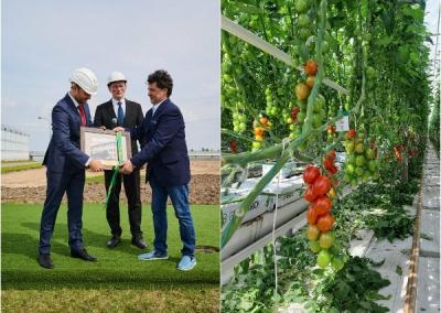 ŽŪR vadovai bendrovę „Kietaviškių gausa“ pasveikino su naujo šiltnamių komplekso modernizacijos ir investicijų etapu.