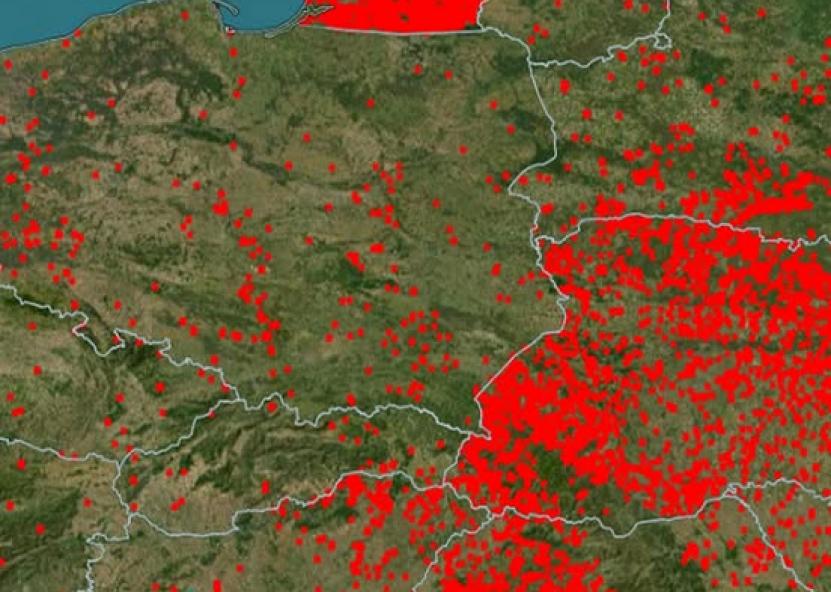 NASA FIRMS. Iš palydovo užfiksuoti gaisrai per praėjusias 7 dienas. 