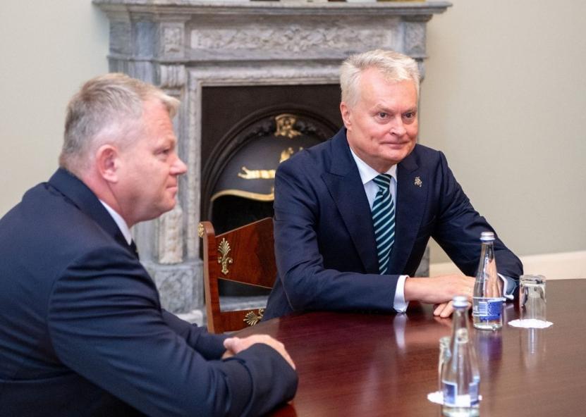 Andrius Palionis susitinka su LR Prezidentu Gitanu Nausėda. Prezidentūros nuotr. 