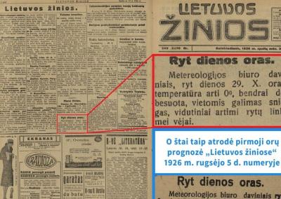 Laikraštyje paskelbta pirmoji orų prognozė.