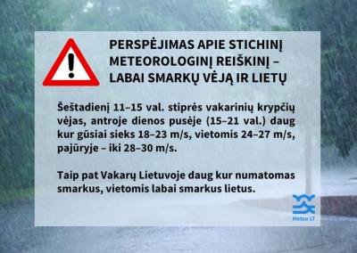 Meteo.lt pranešimas.